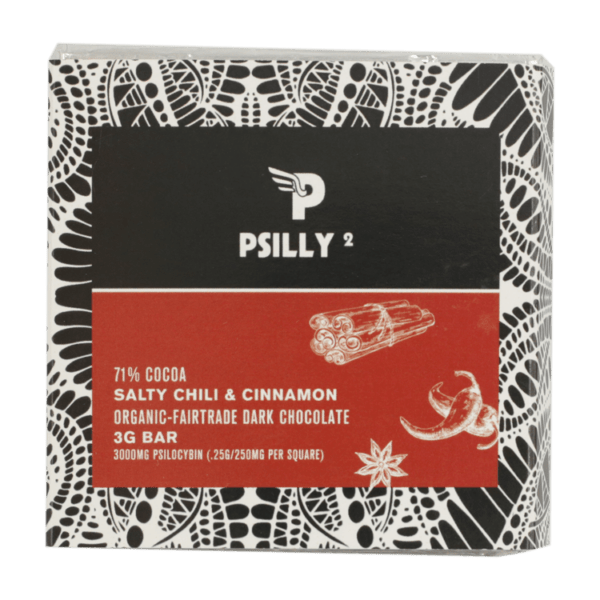 Psilly - Dark Chocolate Bar - Salty Chili & Cinnamon | Mushrooms Online Canada