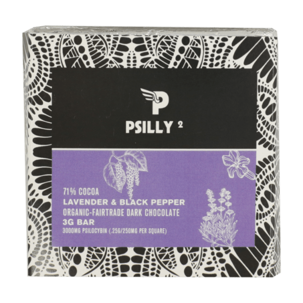 Psilly - Dark Chocolate Bar - Lavender & Black Pepper | Mushrooms Online Canada